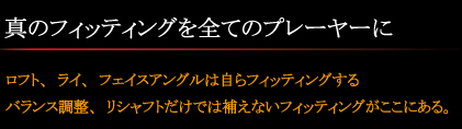 ロフト、ライ、フェイスアングルは自らフィッティングするバランス調整、リシャフトだけでは補えないフィッティングがここにある。
